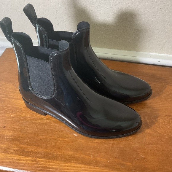 Sam Edelman Womens Black Almond Toe Pull On Ankle Chelsea Rain Boots Size 11 EUC - Picture 9 of 9